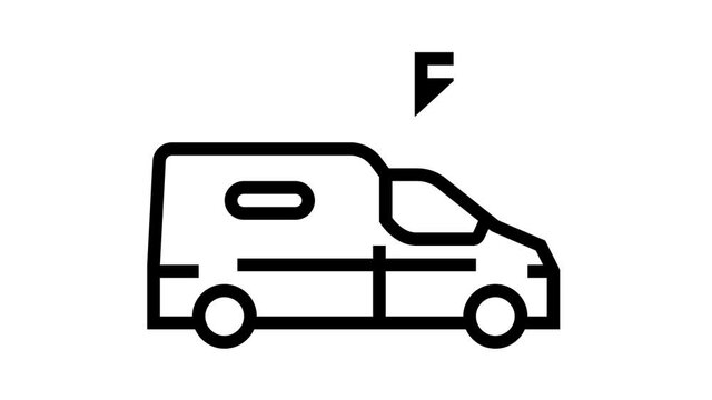 van transportation free shipping animated line icon. van transportation free shipping sign. isolated on white background