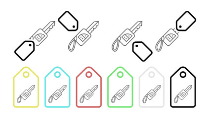 Obraz premium Car key, car vector icon in tag set illustration for ui and ux, website or mobile application
