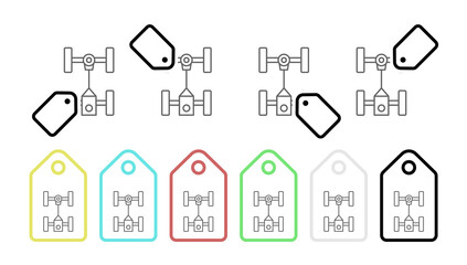 Steering, car vector icon in tag set illustration for ui and ux, website or mobile application