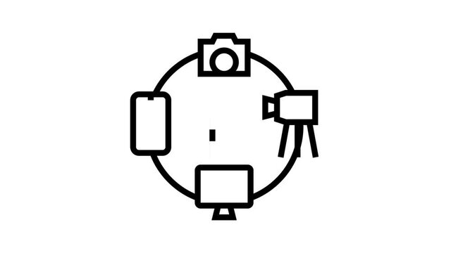 mass media animated line icon. mass media sign. isolated on white background