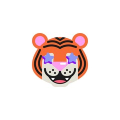 Tiger Star-Struck flat icon
