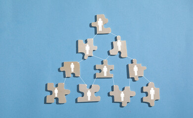 Naklejka premium Human icons on jigsaw puzzle. Teamwork