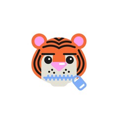 Tiger Zipper-Mouth Face flat icon