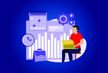 Time and attendance tracking sistem illustration exclusive design inspiration