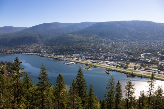 View of a small Town, Nelson. Sunny Morning. Located in the Interior of British Columbia, Canada.