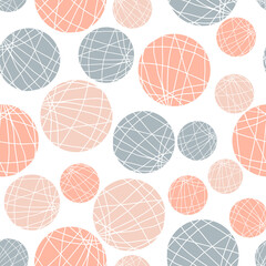 Balls of different sizes with stripes vector seamless pattern. Background for wallpaper, fabrics, wrapping paper, nursery and stationery