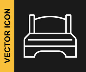 White line Big bed for two or one person icon isolated on black background. Vector