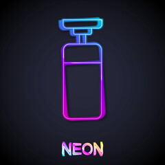 Glowing neon line Punching bag icon isolated on black background. Vector