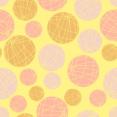 Balls of different sizes with stripes vector seamless pattern. Background for wallpaper, fabrics, wrapping paper, nursery and stationery