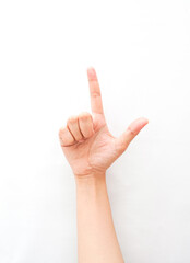 a hand gesture showing thumb and index finger, meaning bingo expression. collection of the sign language using hand gestures.