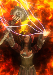 3D African witch conjuring