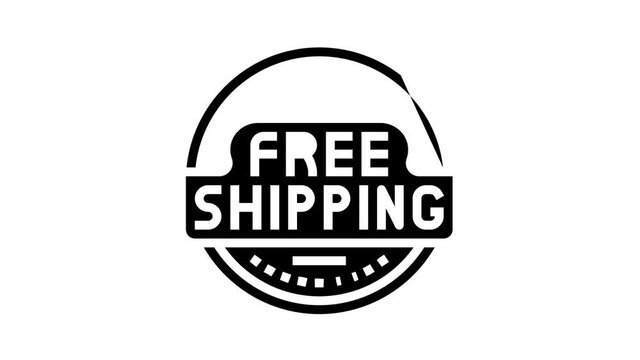 logo free shipping animated glyph icon. logo free shipping sign. isolated on white background