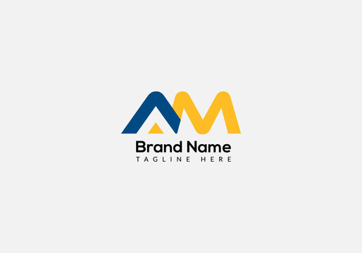 Abstract AM letter modern initial lettermarks logo design 