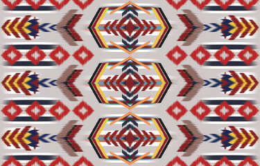 Oriental traditional ikat ethnic textile pattern Design for book cover,background,carpet,wallpaper,clothing,wrapping,Batik,fabric,Vector illustration embroidery style.