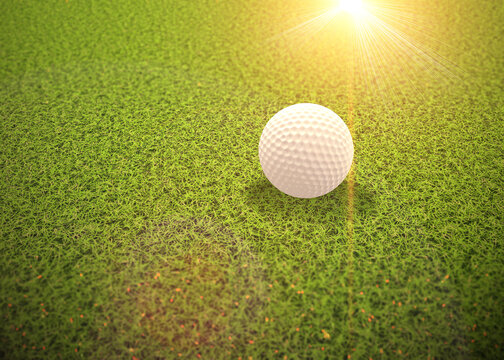 3D Golf ball on grass