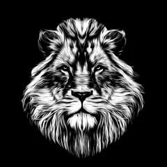 Foto op Canvas head of lion black art tattoo © reznik_val