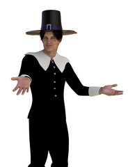 3D Man in pilgrim costume