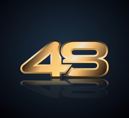 Obraz premium Gold Logo 3D Shine in Dark Background with Realistic Reflection Number 48