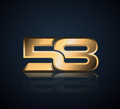 Gold Logo 3D Shine in Dark Background with Realistic Reflection Number 58