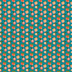 Illustration digital watercolor seamless pattern of peach and flowers