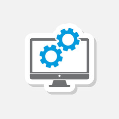 Gears on the monitor icon sticker