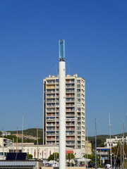 The relay antenna and the tower of Carry le Rouet near Marseille.