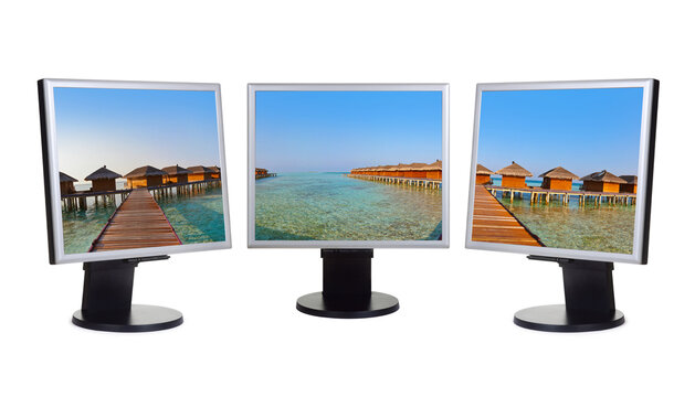 Maldives panorama in computer monitors