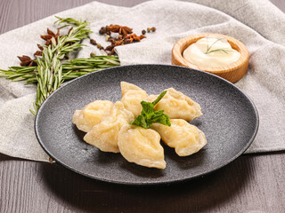 Varenyky dumplings with mashed potato