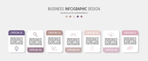 Pastel coloured infograph with business icons. Vector