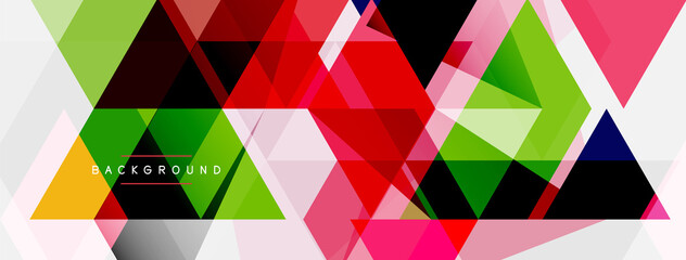 Color triangles composition, geometric abstract background. Techno or business concept, pattern for wallpaper, banner, background, landing page