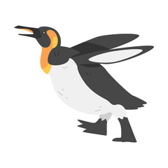Emperor Penguin as Aquatic Flightless Bird with Flippers for Swimming in Running Pose Vector Illustration