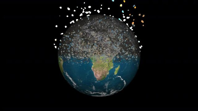 Nature evaporates from the globe, leaving the stone lifeless surface. Degradation, decay, environmental problems concept. ProRez with alpha, easy to place on any background.