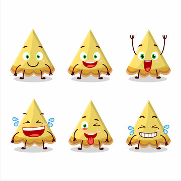 Cartoon character of slice of lemon tart with smile expression