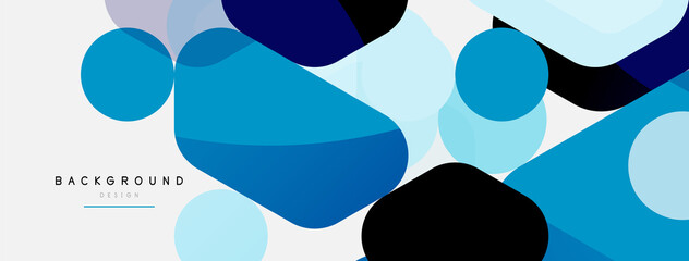 Abstract round geometric shapes and circles background. Trendy techno business template for wallpaper, banner, background or landing