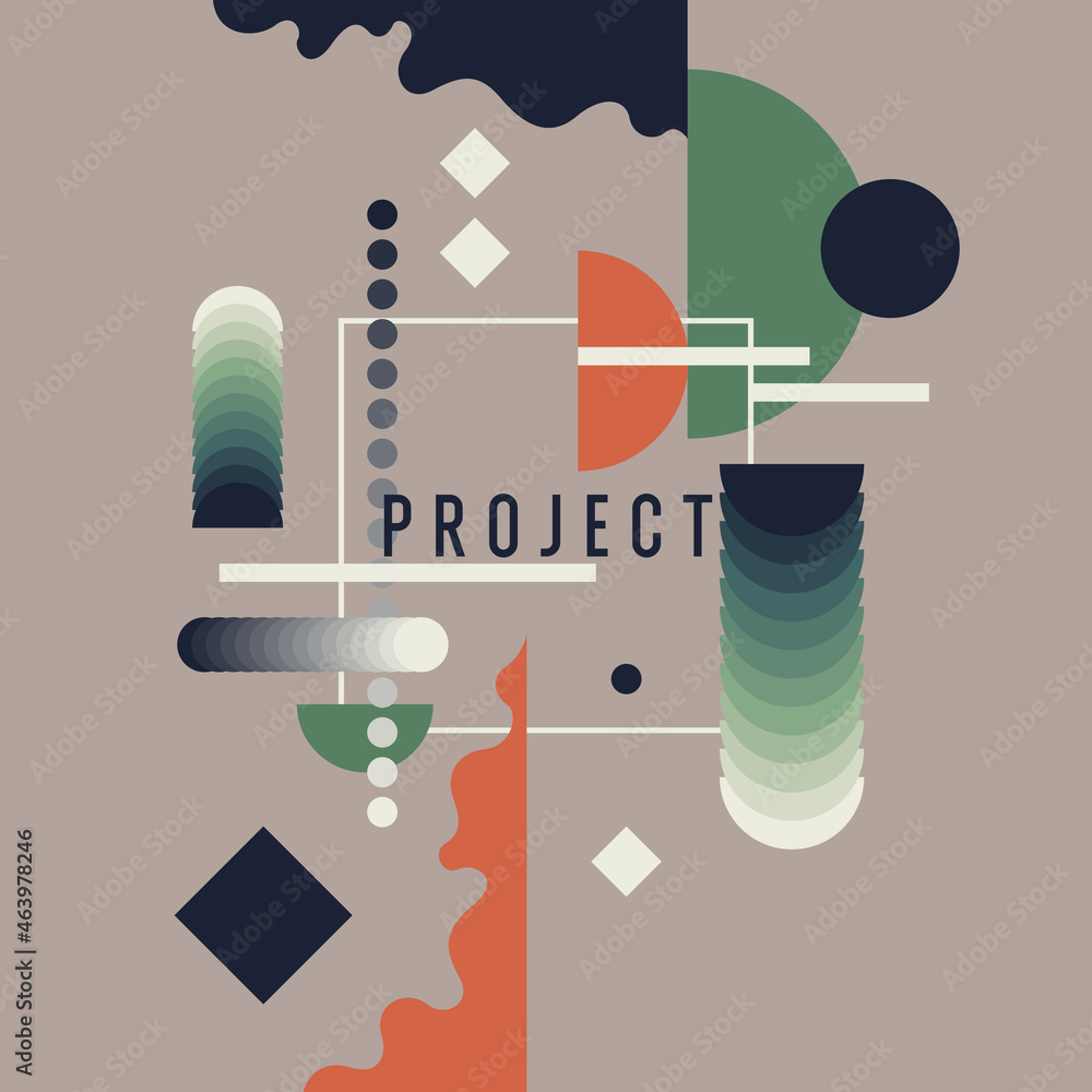 Poster abstract background in a modern trendy style. poster with simple flat different geometric shapes.