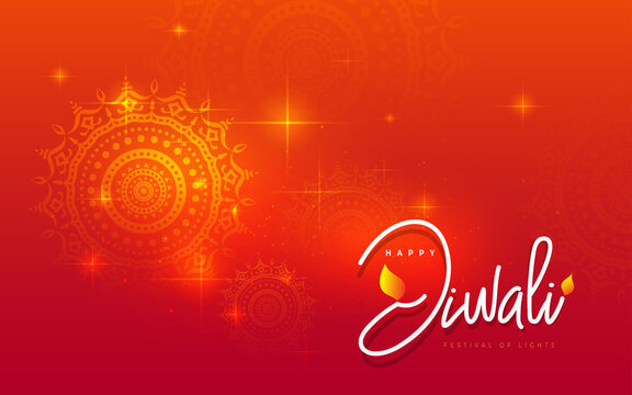 Diwali Festival Background with Round Floral Ornament - Diwali Background Template with Floral Ornate