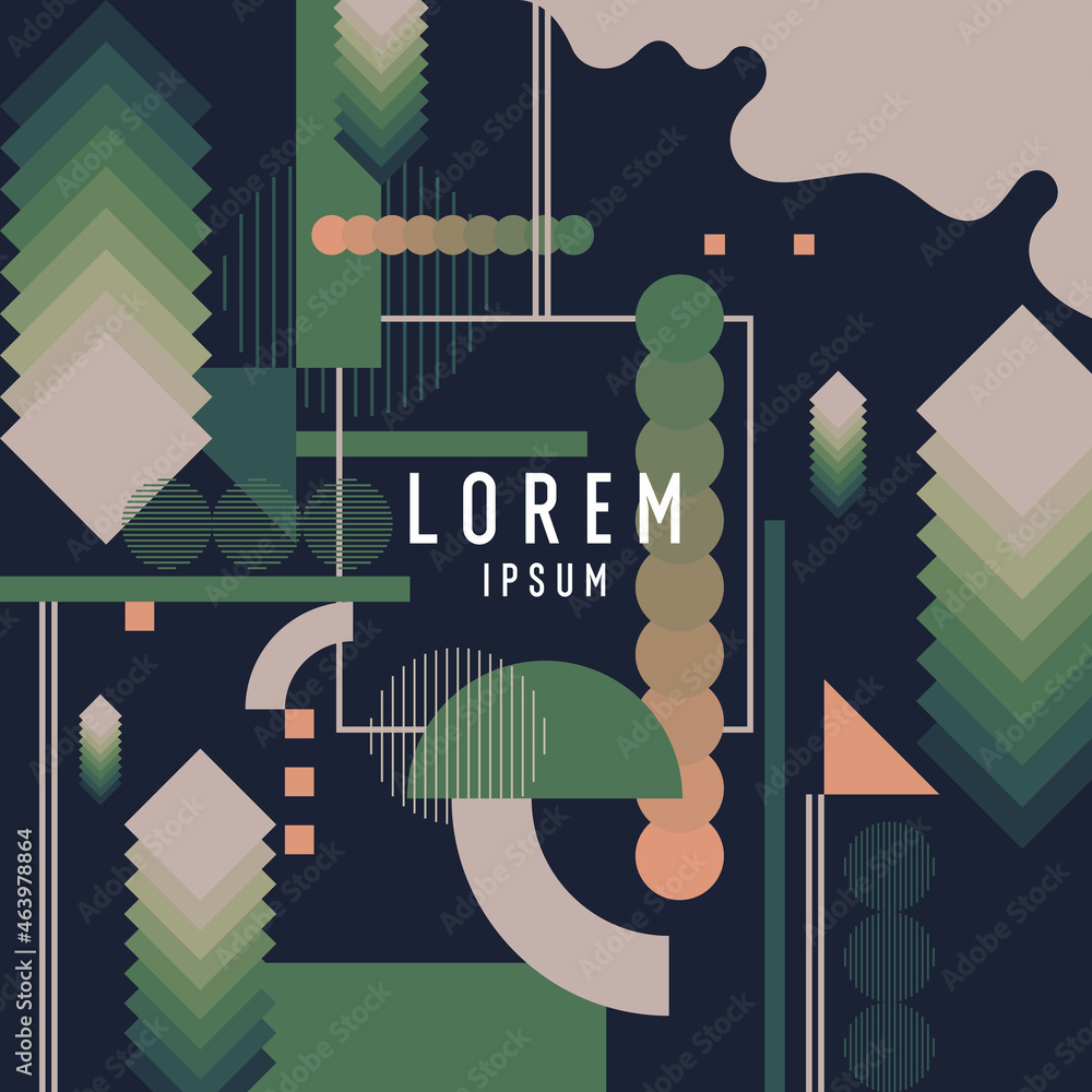 Aufkleber abstract background in a modern trendy style. poster with simple flat different geometric shapes.
