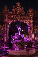 Nancy, Fontaine de la Place Stanislas de nuit 