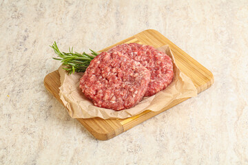 Raw beef burger cutlet for grill