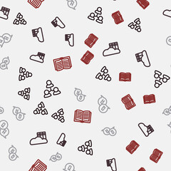 Set line Online class, Cloud or online library, Question and Answer and Open book on seamless pattern. Vector