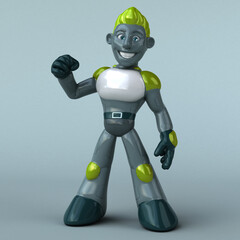 Fun green robot - 3D Illustration