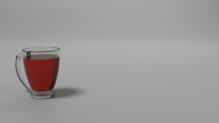 3D illustration of a coffee/tea cup with vacant space for slide show and other things.