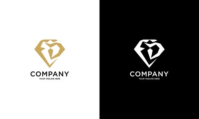 ED monogram logo with diamond shape and ring design template