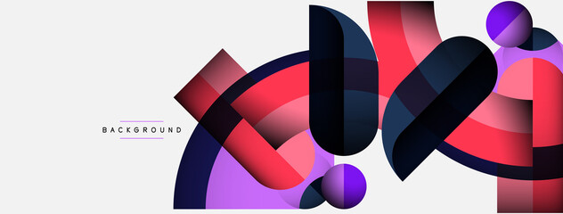 Fototapeta premium Geometric abstract background. Round shapes, circles, lines composition for wallpaper banner background or landing page