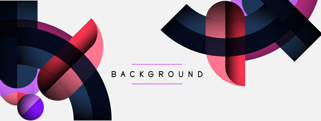 Geometric abstract background. Round shapes, circles, lines composition for wallpaper banner background or landing page