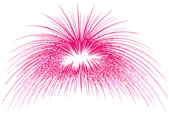 Red fireworks on white background.
