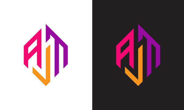 Colorful AtJ letter logo design vector template, modern letter logo