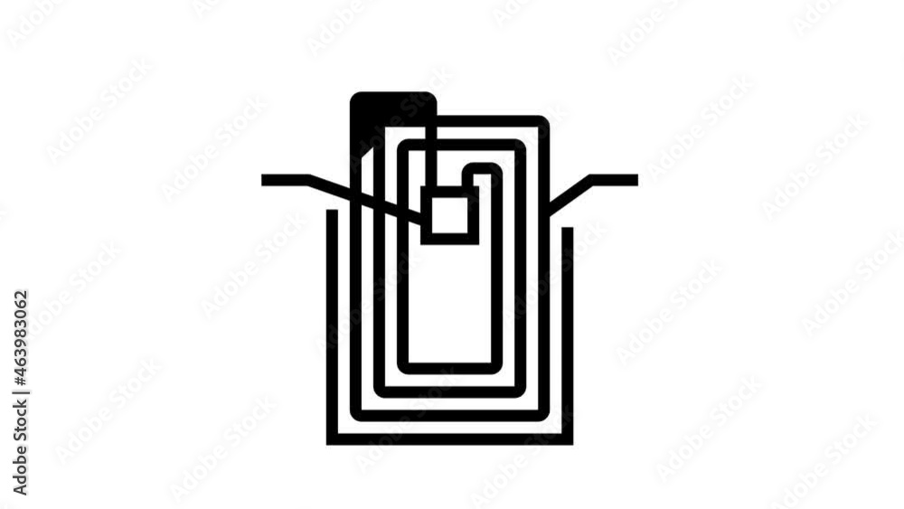 Poster chip rfid structure animated line icon. chip rfid structure sign. isolated on white background