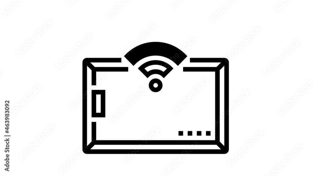 Poster card with rfid technology wireless access animated line icon. card with rfid technology wireless acc