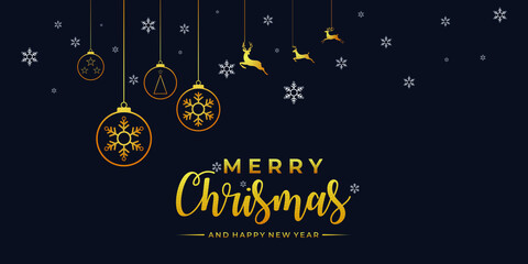 beautiful marry christmas and happy new year banner